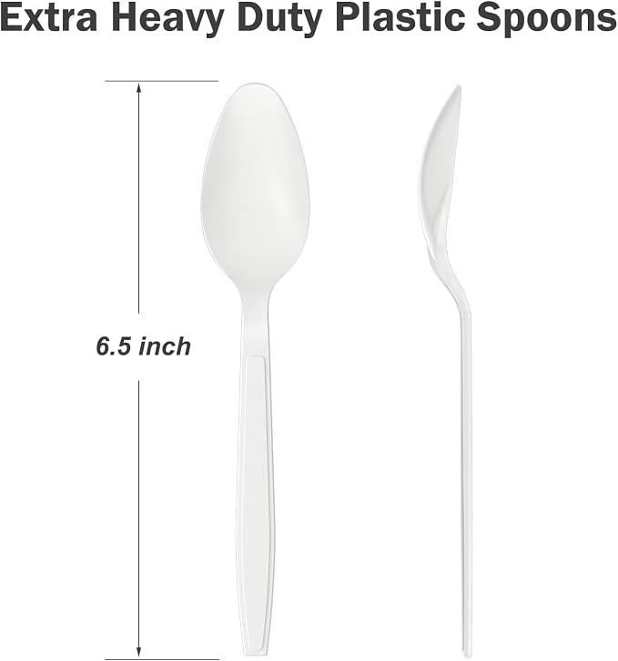 360 Count White Plastic Spoons Disposable, Heat Resistant, Solid and Durable - Image 3