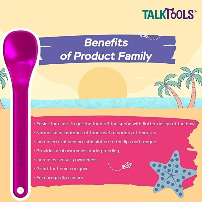 TalkTools Smooth Magenta Spoons | Provides oral awareness during feeding | - Image 3