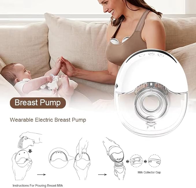 Wearable Breastfeeding Pump, 4 Modes & 12 Levels, Hands Free Breast Pump - Image 2