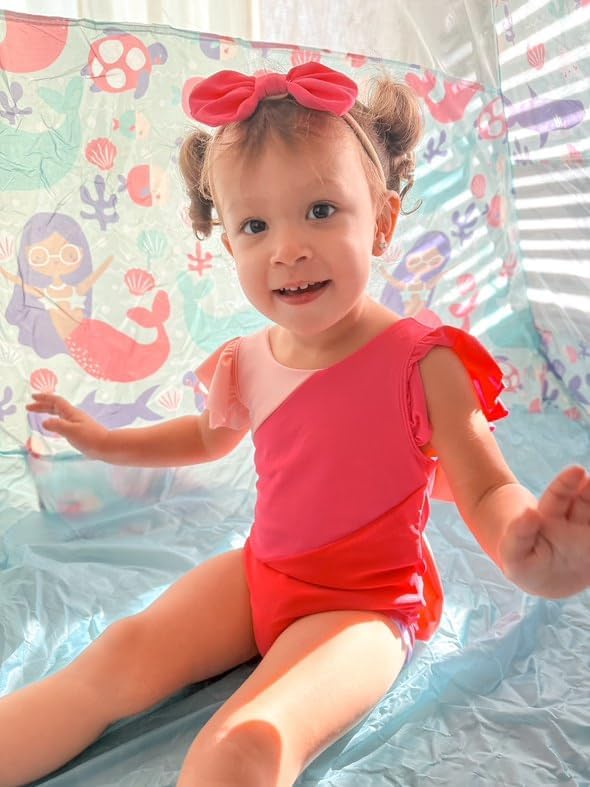 Toddler Girl Baby Ruffles Mermaid Fish Scale Swimsuit One Piece Swimwear - Image 3