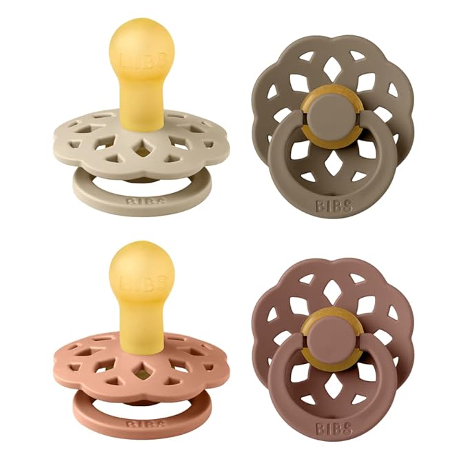 BIBS Boheme Soother 4-Pack. BPA Free Dummy Pacifier, Round Nipple. Natural by BIBS