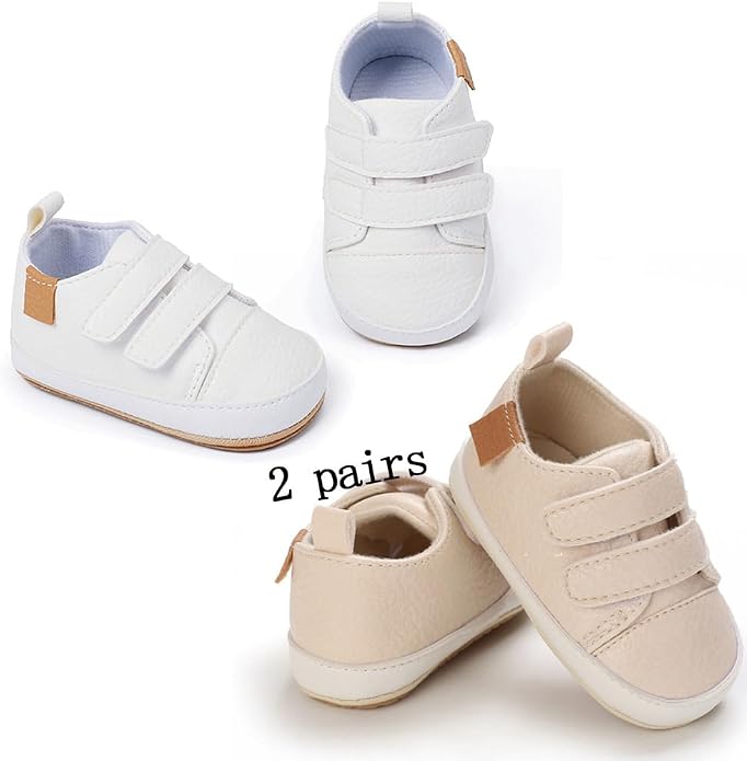 2Pairs Baby Shoes, Boys Girls Non-Slip Rubber Sole Sneakers, Unisex Infant Soft - Image 5
