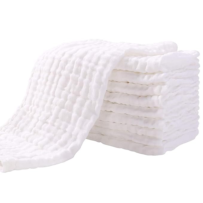Yoofoss Muslin Burp Cloths for Baby 10 Pack 100% Organic Cotton Baby Washcloths by YOOFOSS
