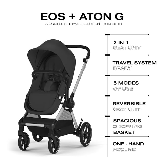 Cybex EOS 5-in-1 Travel System Stroller + Lightweight Aton G Infant Car Seat - Image 5