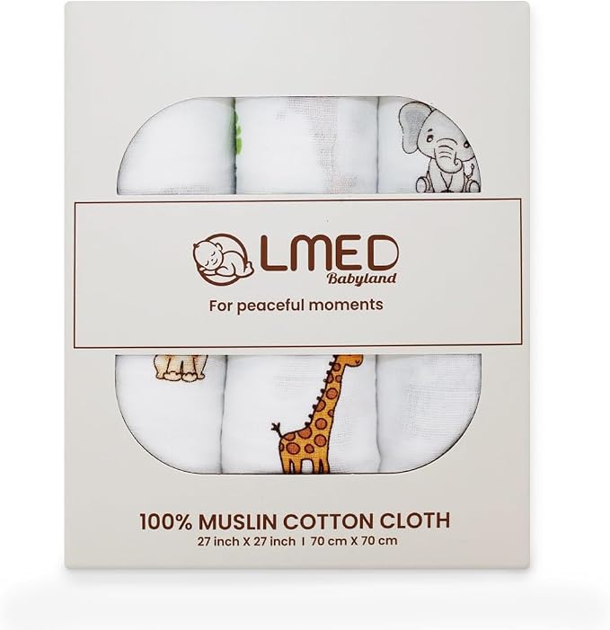 100% Muslin Cotton Baby Receiving Cloths, 27x27 in, Soft & Gentle - Image 2