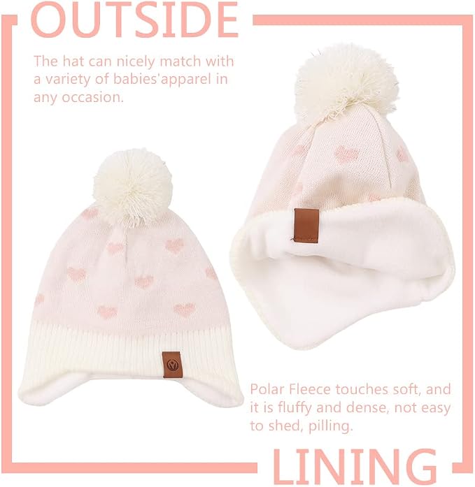 JANGANNSA Knitted Baby Hat Scarf Set Winter Warm Boys Girls Beanie Fleece - Image 2