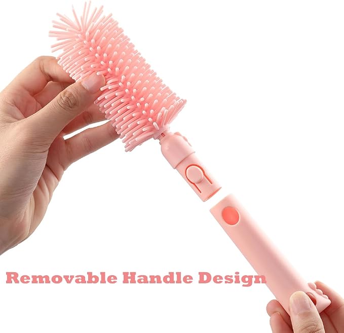 6 In1 Baby Bottle Brush Kit, Portable Silicone Bottle Brush Cleaner Set - Image 5