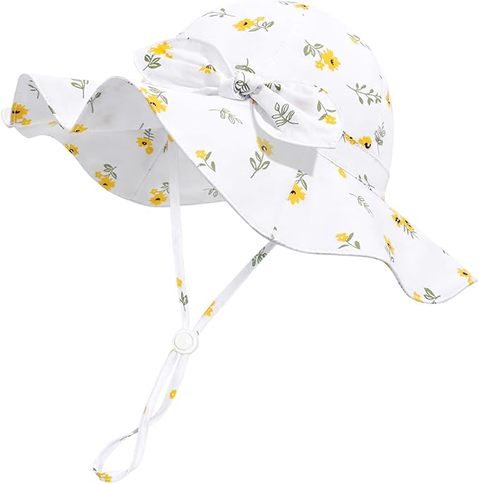 Baby Girl Sun Hat with UPF 50+ Outdoor Adjustable Beach Hat with Wide Brim by DANMY