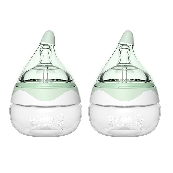 POTATO Glass Baby Bottles for Newborn Babies, Anti Colic Breastfeeding Bottle by POTATO