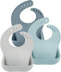 PandaEar 3 Pack Silicone Bibs for Boys Girls for Babies & Toddlers, Waterproof by PandaEar