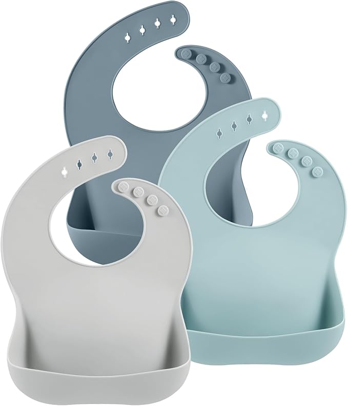 PandaEar 3 Pack Silicone Bibs for Boys Girls for Babies & Toddlers, Waterproof by PandaEar