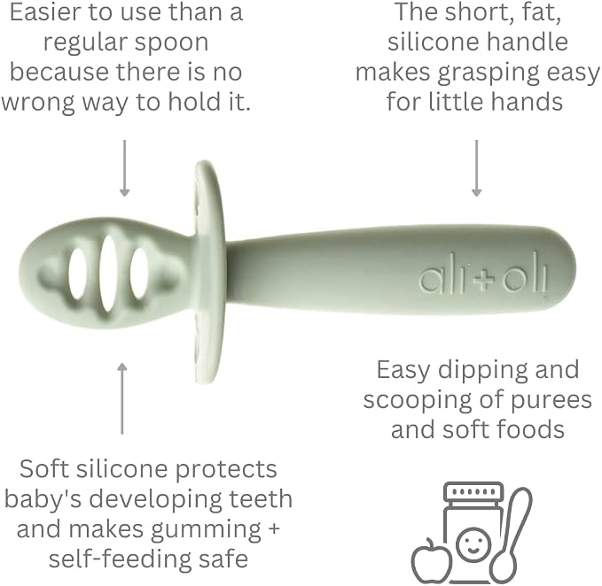 Ali+Oli Silicone Spoon Set for Baby Unbreakable Baby Spoons, Self Feeding - Image 4