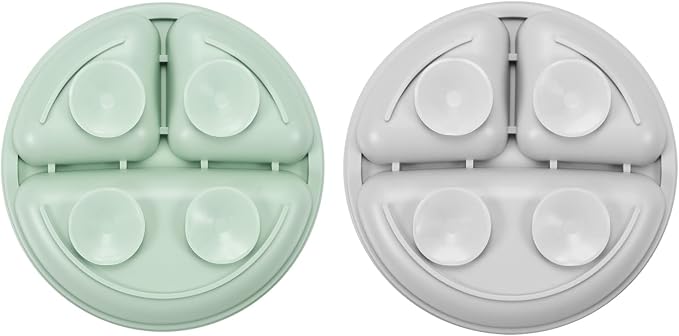 PandaEar Silicone Baby Feeding Set| 2 Pack Silicone Divided Suction Plate - Image 7
