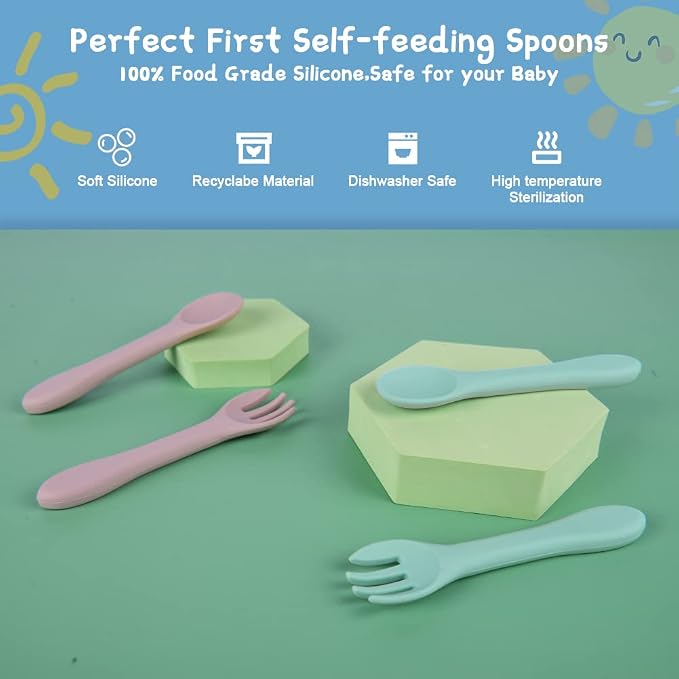 Vicloon Silicone Baby Feeding Spoons, Baby Led Weaning Feeding Supplies - Image 3