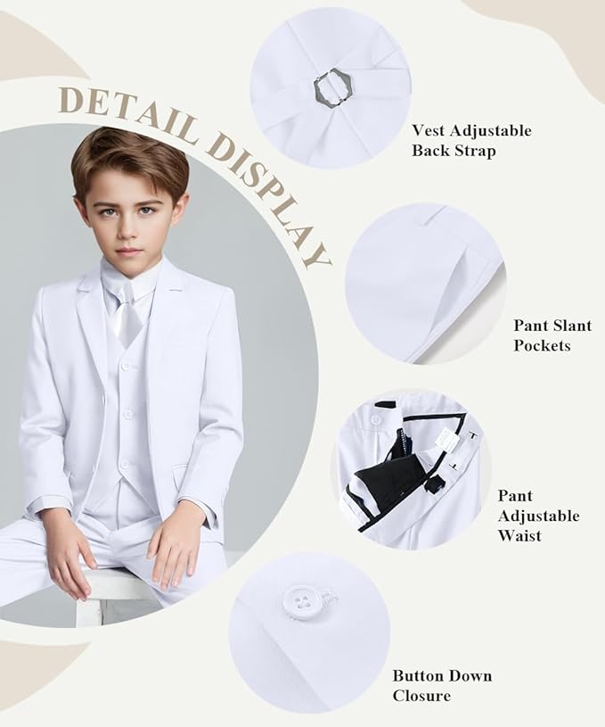 Visaccy Boys Suits Slim Fit Dress Clothes Ring Bearer Outfit - Image 2