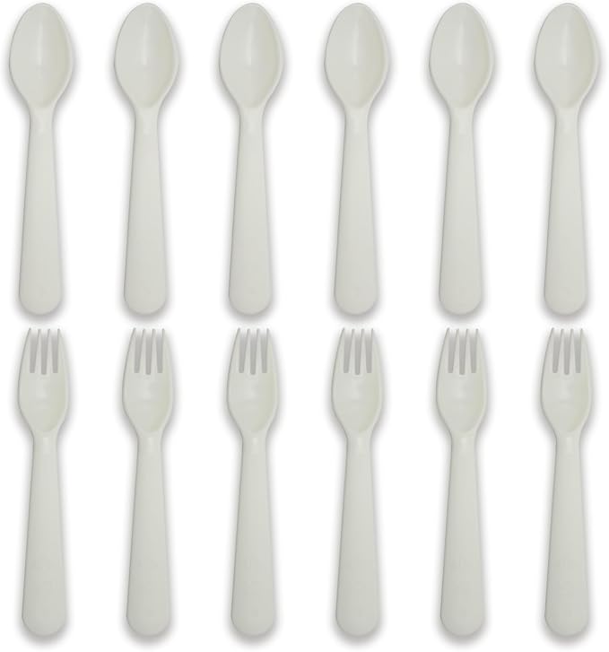 12 Pcs Kids Spoons and Forks Toddler Utensils Plastics Reusable Silverware Baby by Muulaii