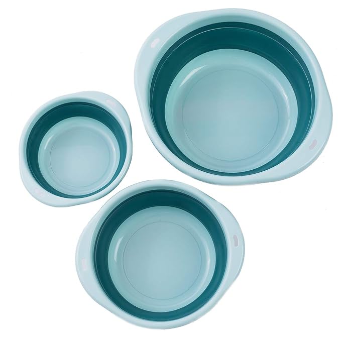 3-Pack Collapsible Wash Basin Set, Baby Kids Wash Basin Dish Tub by ORIZZP