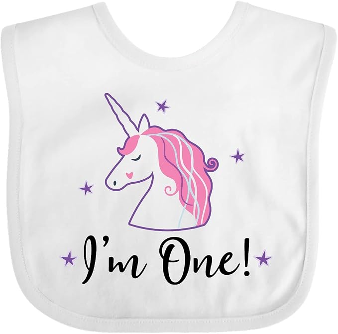 inktastic 1st Birthday Unicorn Baby Bib by Inktastic
