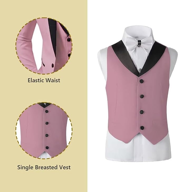 Boys Suit 3 Piece Ring Bearer Suit Kids Formal Jacket Vest Pants Suits Wedding - Image 5