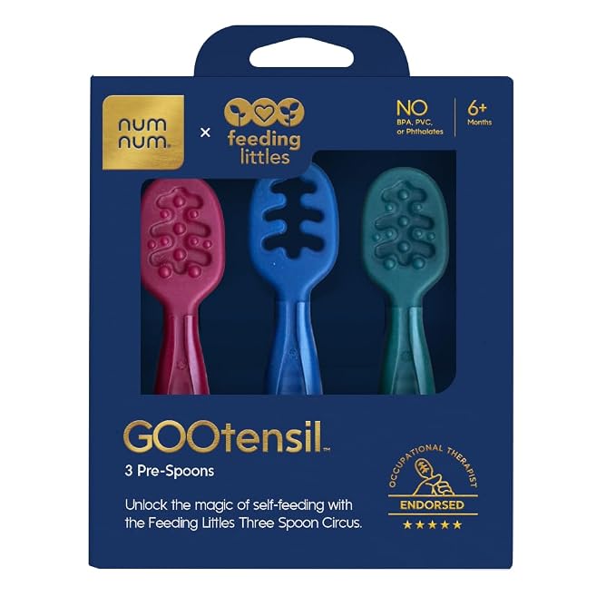 NumNum Baby Spoons Set, Feeding Littles x Silicone Pre-Spoon GOOtensils by NumNum