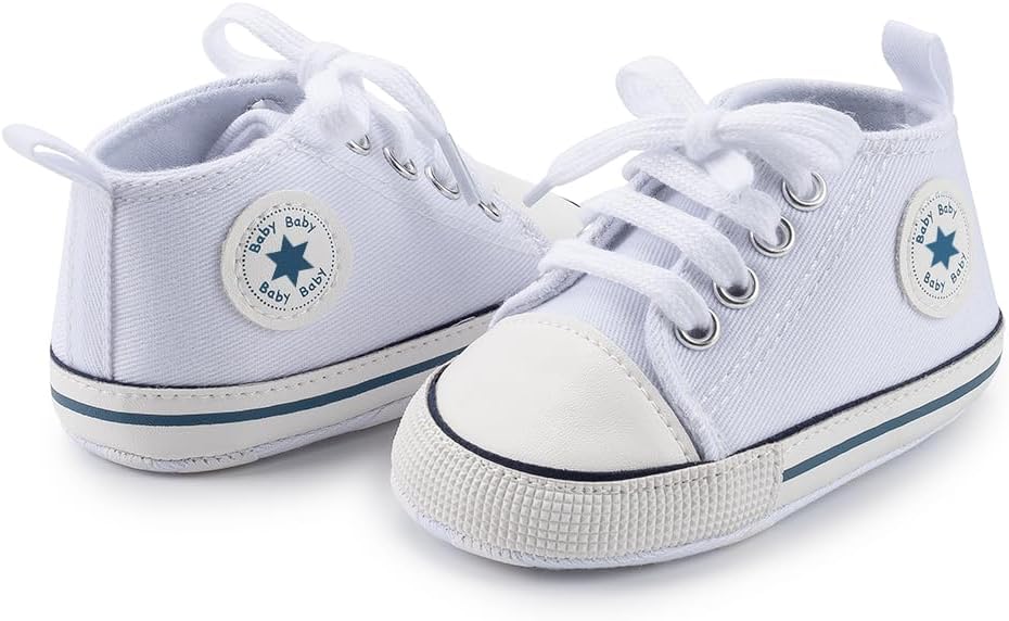 Meckior Baby Girls Boys Canvas Sneakers Soft Sole High-Top Ankle Infant First - Image 5