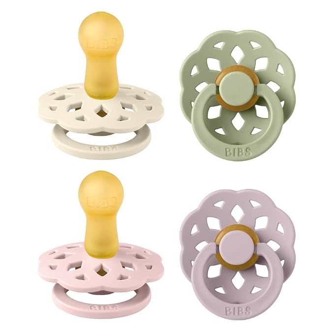 BIBS Boheme Soother 4-Pack | BPA Free Dummy Pacifier Round Nipple | Natural by BIBS