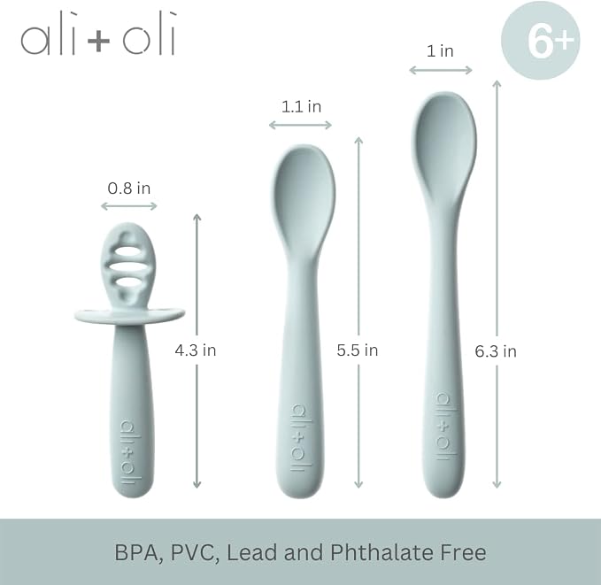 Ali+Oli Silicone Spoon Set for Baby Unbreakable Baby Spoons, Self Feeding - Image 3