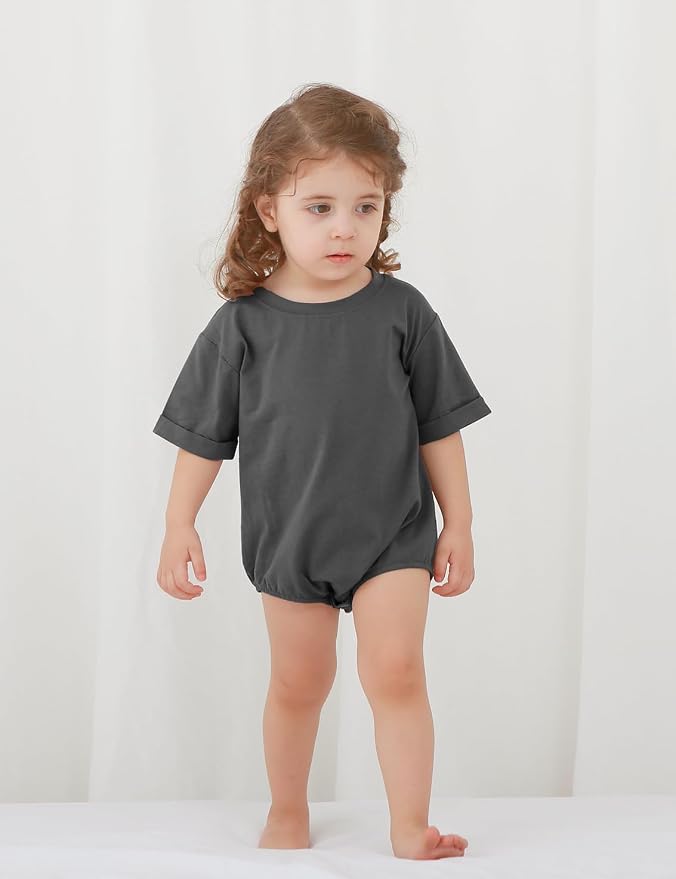 Jimonda Baby Bubble Romper Boy Girl Solid Color T-Shirt Outfits Short Sleeve - Image 5