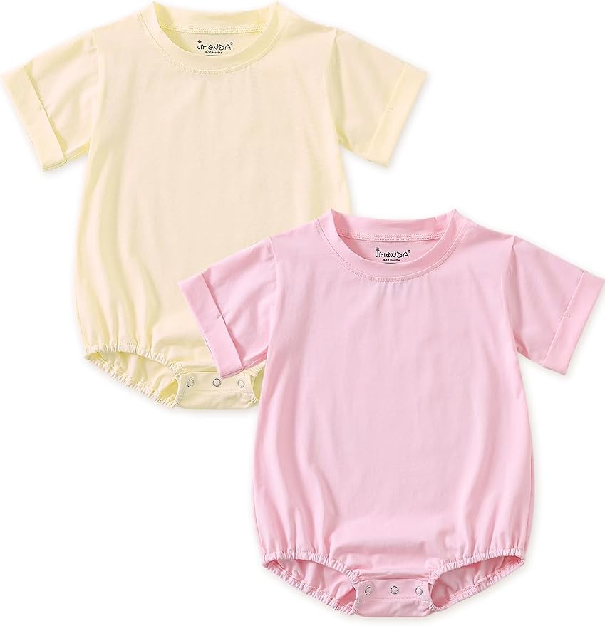 Jimonda Baby Bubble Romper Boy Girl Solid Color T-Shirt Outfits Short Sleeve by JimondaBaby