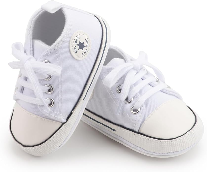 Meckior Baby Girls Boys Canvas Sneakers Soft Sole High-Top Ankle Infant First - Image 2