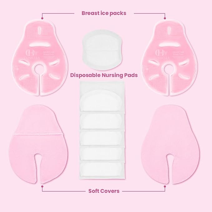 2 Larger Breast Ice Packs with Soft Covers and 6 Breast Pads - Image 4
