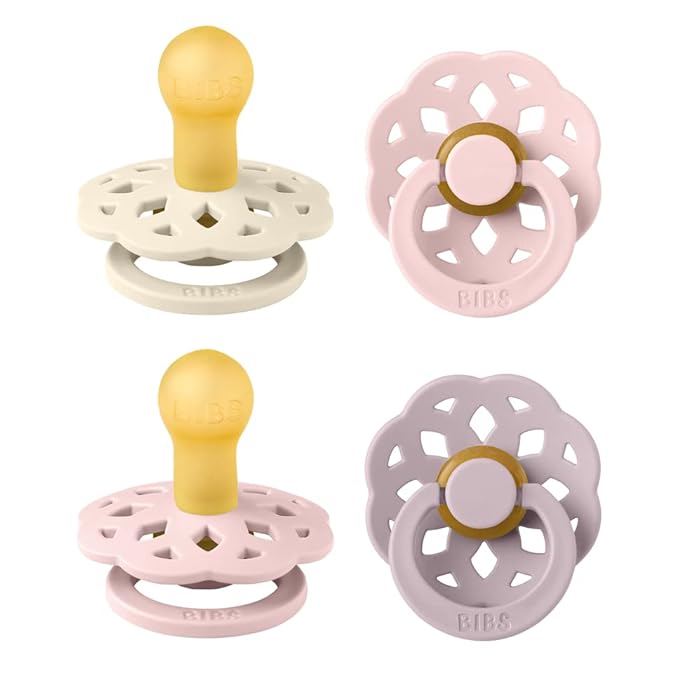 BIBS Boheme Soother 4-Pack | BPA Free Dummy Pacifier | Round Nipple | Natural by BIBS