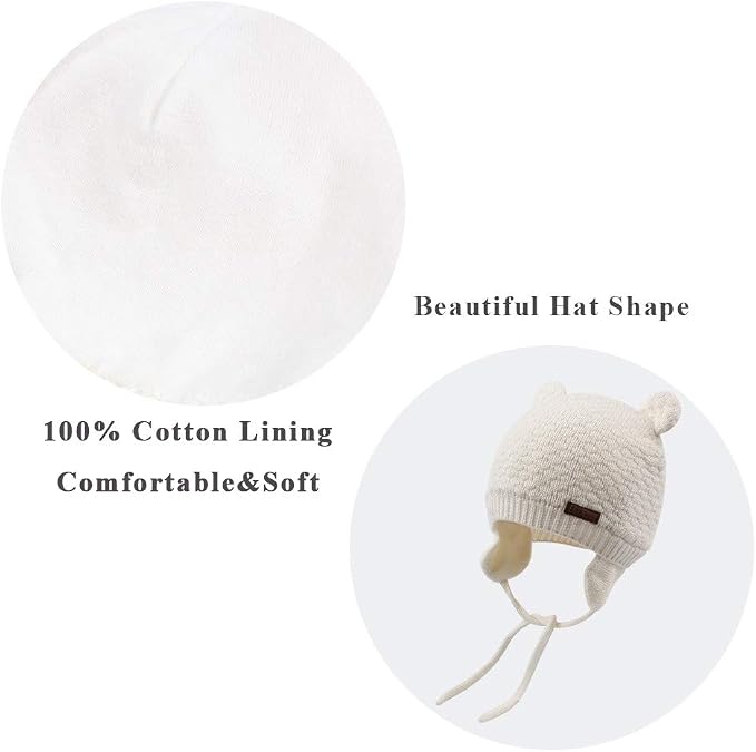 XIAOHAWANG Baby Hat Cute Bear Toddler Earflap Beanie Warm - Image 5