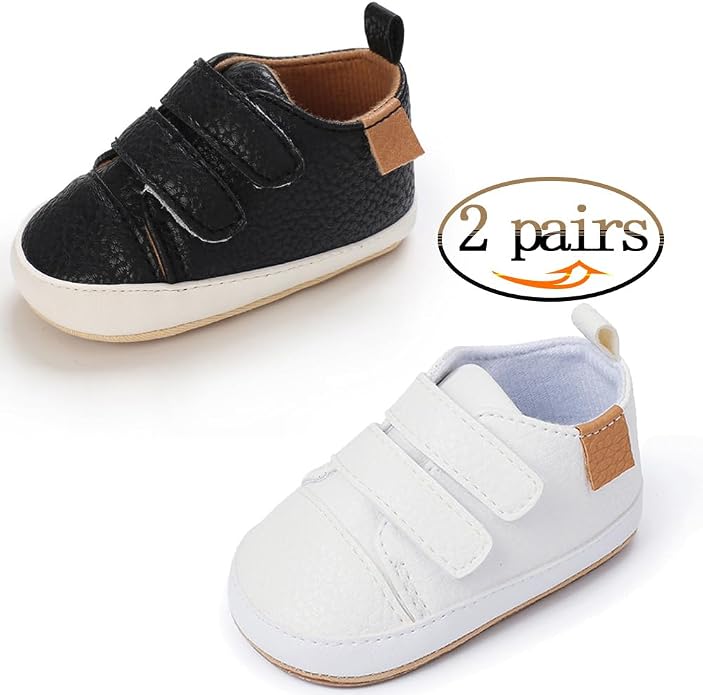 2Pairs Baby Shoes, Boys Girls Non-Slip Rubber Sole Sneakers, Unisex Infant Soft - Image 6