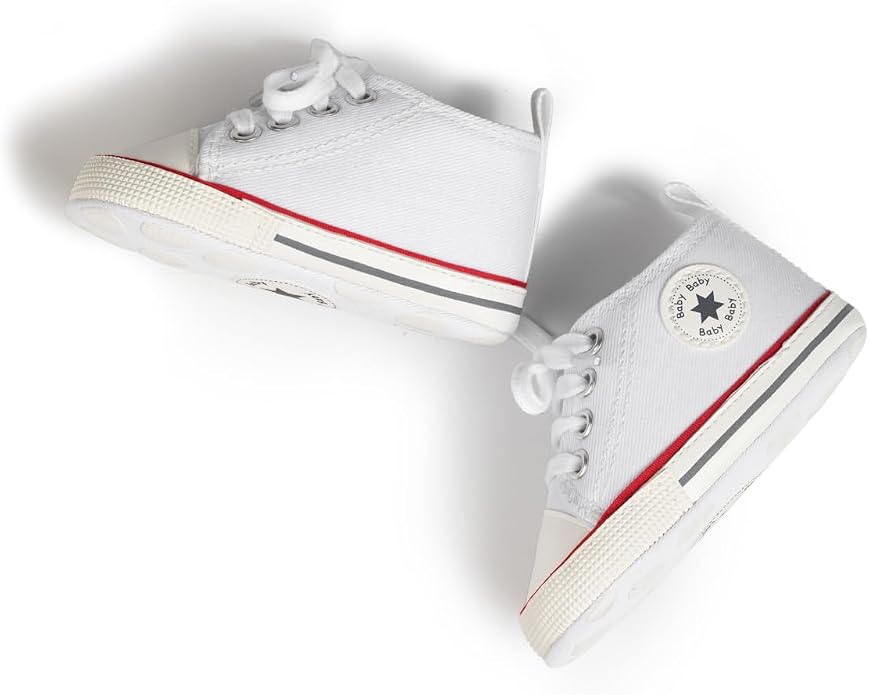 Meckior Baby Girls Boys Canvas Sneakers Soft Sole High-Top Ankle Infant First - Image 5