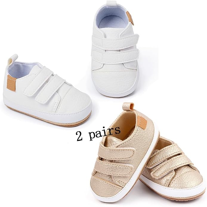 2Pairs Baby Shoes, Boys Girls Non-Slip Rubber Sole Sneakers, Unisex Infant Soft - Image 5