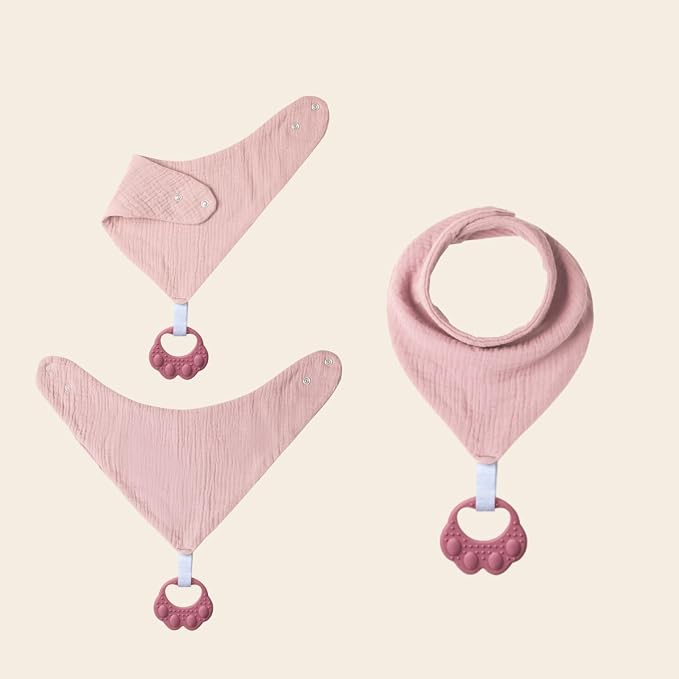 Baby Teething Bibs 6-Pack with Attachable Teether - Image 6