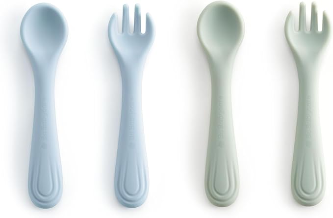 Bc Babycare Portable 4 Pack Baby & Toddler Self Feeding Fork and Spoon Set by BCBABYCARE