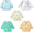Accmor 5 Pack Long Sleeve Bibs, Baby Smock Waterproof Sleeved Bib Smock by Accmor