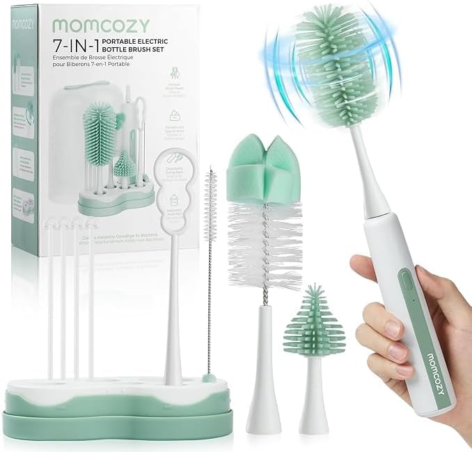 Momcozy 7 in 1 Electric Bottle Brush Kit, Portable Cleaning Set by Momcozy