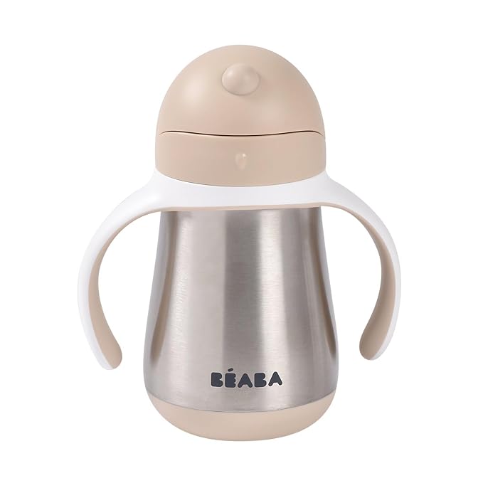Beaba Stainless Steel Straw Sippy Cup, Insulated Toddler Cups Spill Proof - Image 2