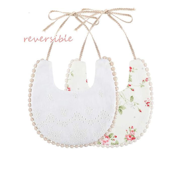 GZMM Baby Bib For Girls, Reversible Waterproof Handmade Natural Cotton Baby - Image 5