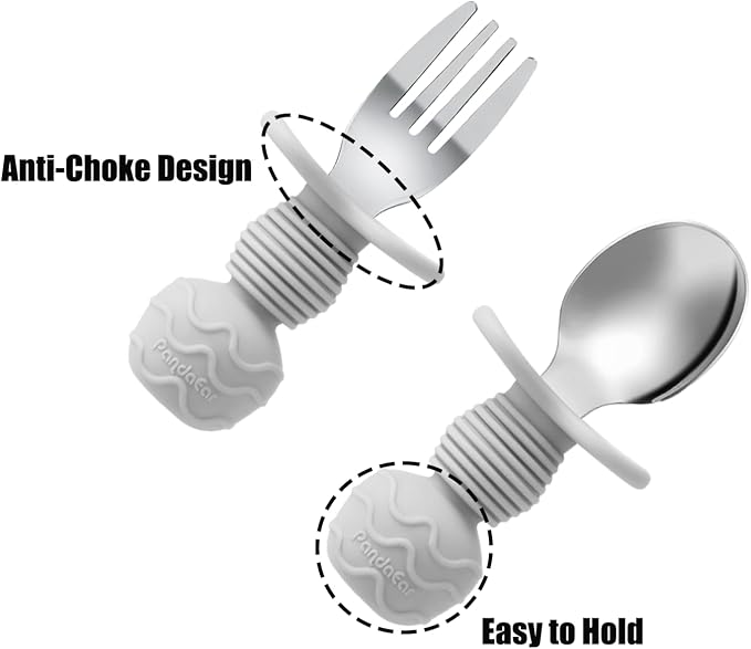 PandaEar 6 Pack Stainless Steel Toddler Spoons and Fork Feeding Set - Image 5