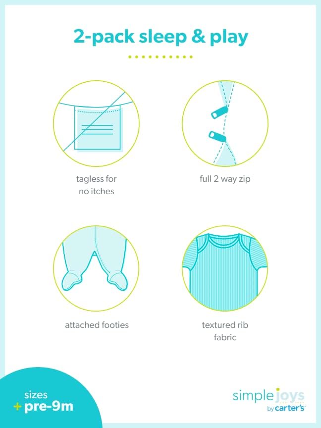 Simple Joys by Carter's unisex baby 2-pack 2-way Zip Textured Sleep and Play - Image 4