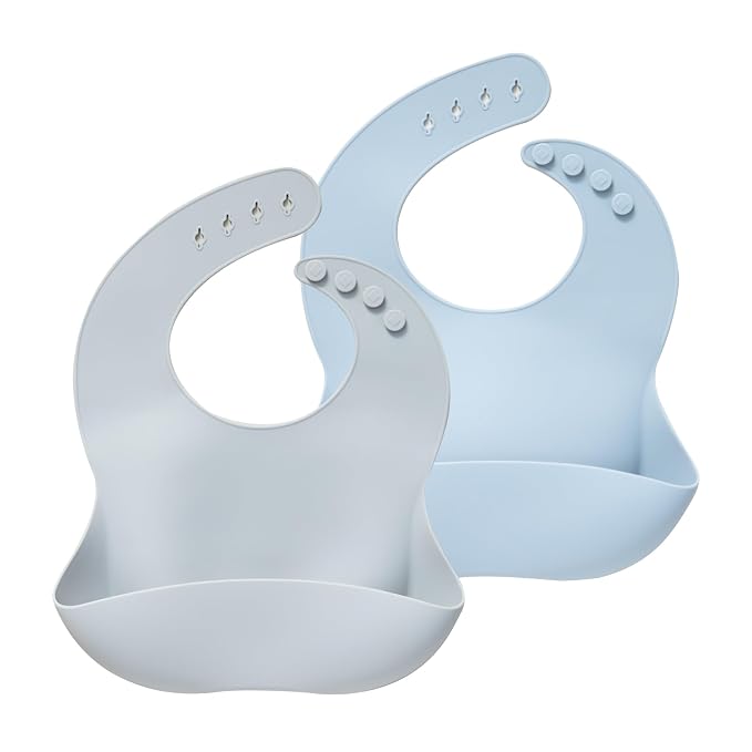 Moonkie Silicone Baby Bibs Set Of 2 | BPA Free Waterproof | Soft Flexible by Moonkie