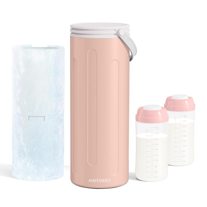 Portable Breast Milk Cooler for Travel, 22oz Large Capacity Breastmilk Chiller by AOOTSMILE