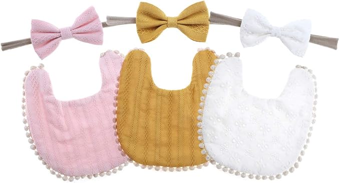 Baby Girls Floral Print Bibs, Reversible Burp Cloth Set by Esumun