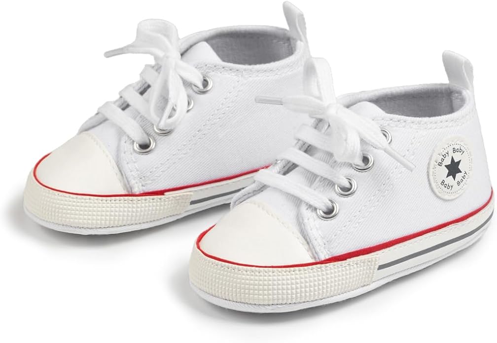 Meckior Baby Girls Boys Canvas Sneakers Soft Sole High-Top Ankle Infant First - Image 2
