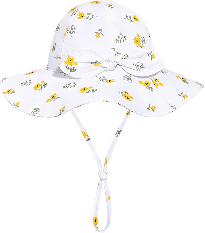 Baby Girl Sun Hat with UPF 50+ Outdoor Adjustable Beach Hat with Wide Brim - Image 7