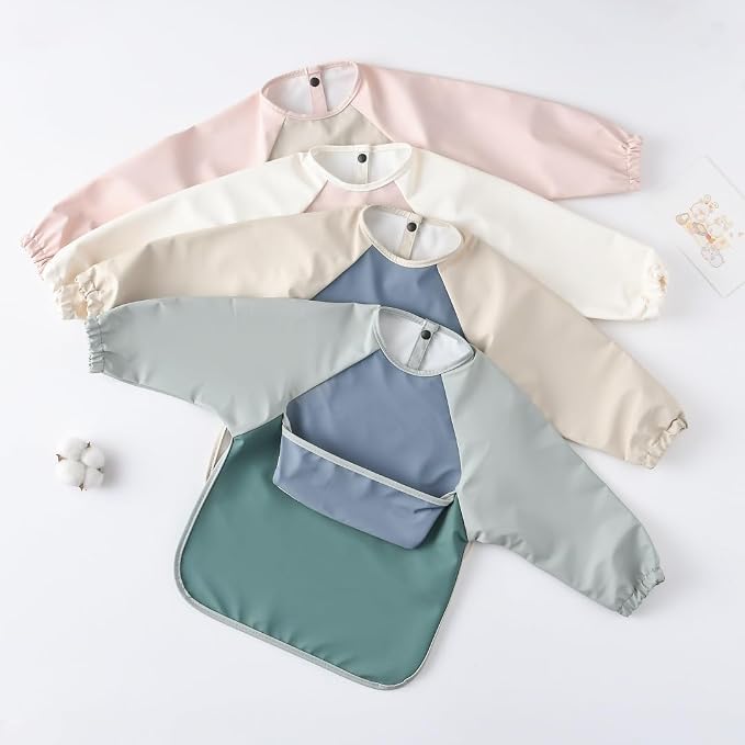 GZMM Waterproof Baby Bibs, Infant Toddler Long Sleeve Feeding Bib - Image 3